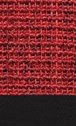 Sisal Salvador rød 010 tæppe med kantbånd i sort